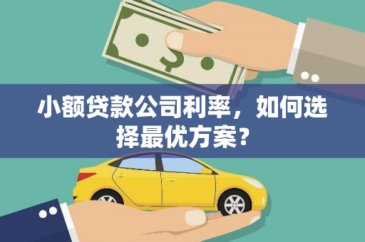五峰小额贷款公司利率，如何选择最优方案？