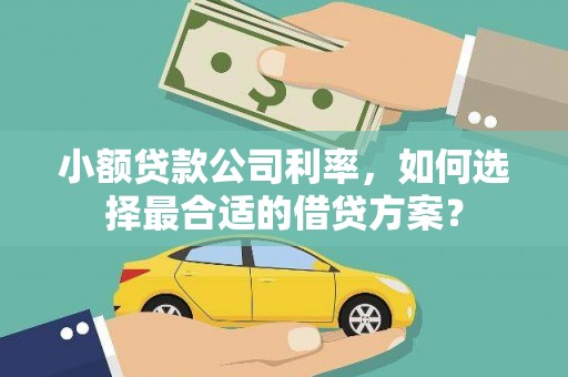 五峰小额贷款公司利率，如何选择最合适的借贷方案？